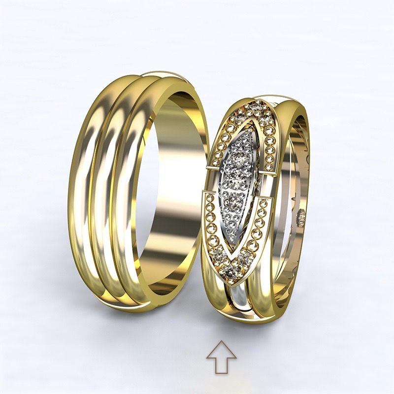 Dámský snubní prsten Bonnie & Clyde žluté zlato 14kt s diamanty