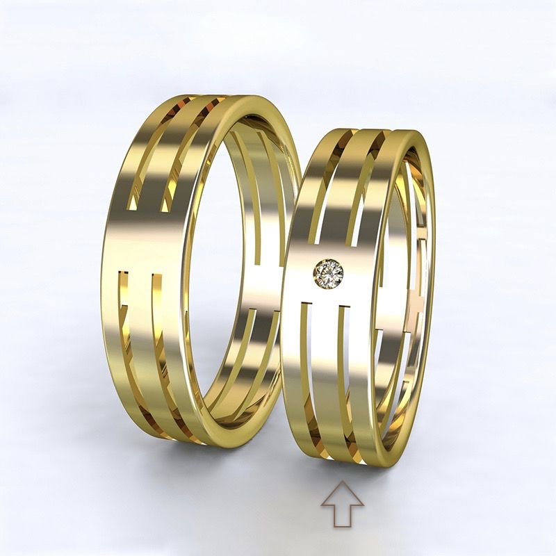Dámský snubní prsten Elegance žluté zlato 14kt s diamantem - 59