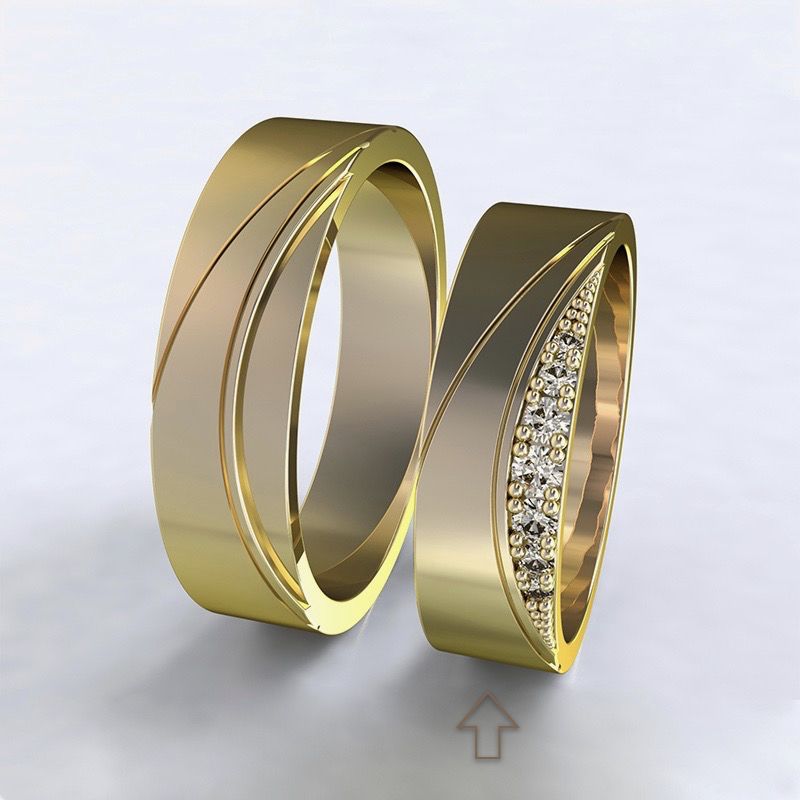 Dámský snubní prsten Moon Light žluté zlato 14kt s diamanty - 65