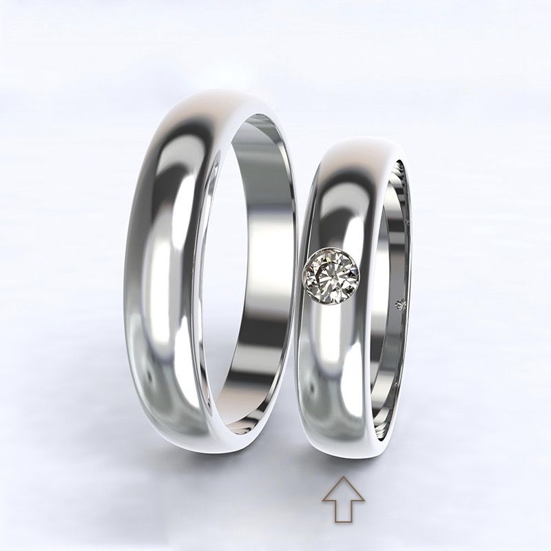 Dámský snubní prsten Polibek bílé zlato 14kt s diamantem - 70