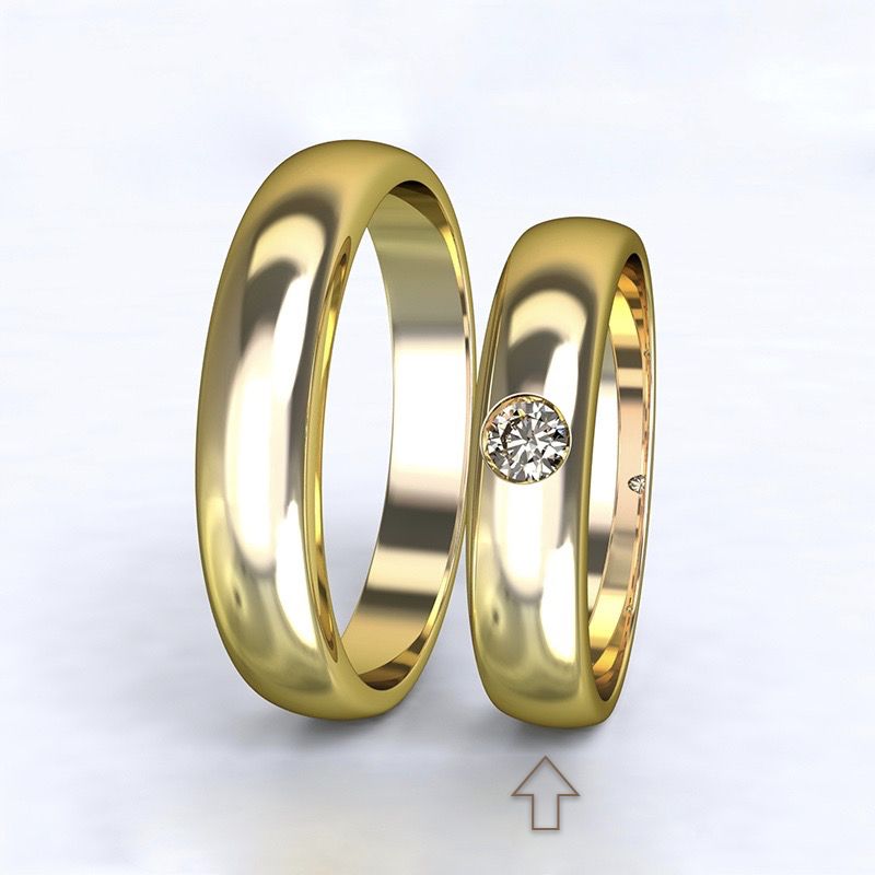 Dámský snubní prsten Polibek žluté zlato 14kt s diamantem - 67