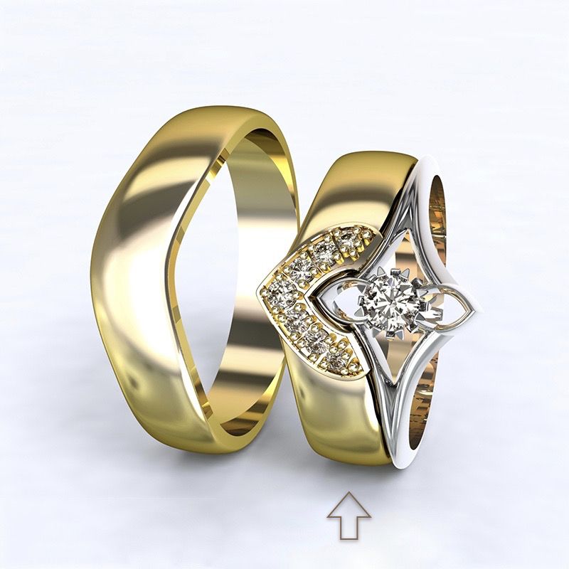 Dámský snubní prsten Roma žluté zlato 14kt s diamanty - 70