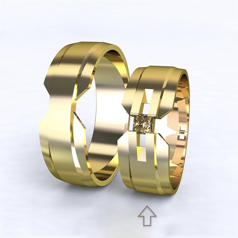 Dámský snubní prsten Venezia žluté zlato 14kt s diamantem - 59