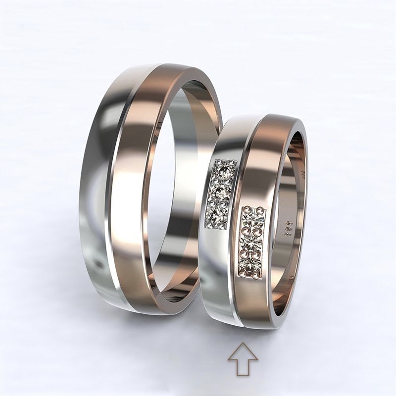 Dámský snubní prsten Verona bílé/růžové zlato 14kt s diamanty - 53