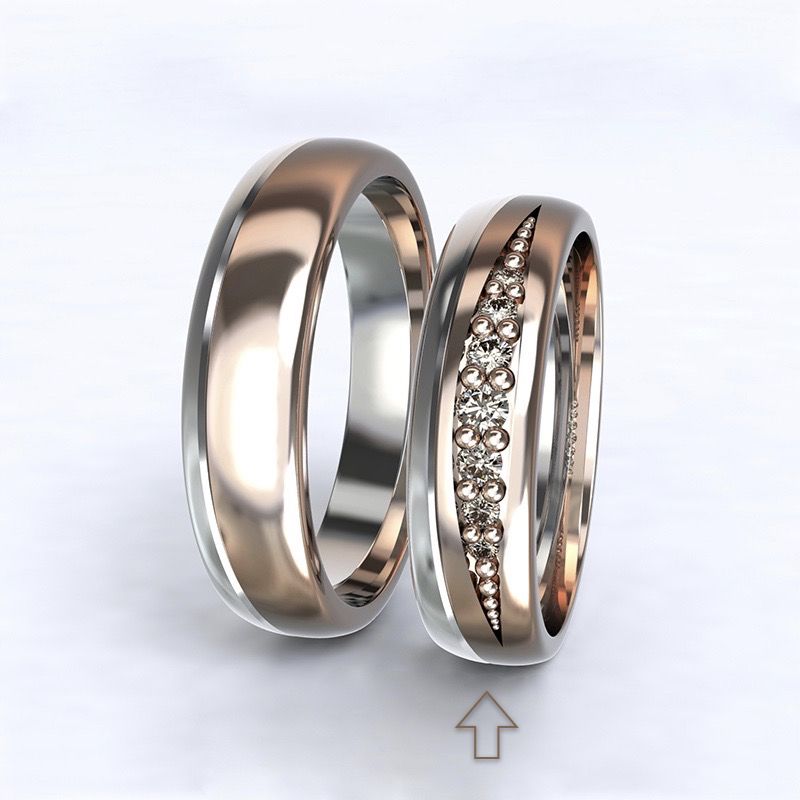 Dámský snubní prsten Versailles bílé/růžové zlato 14kt s diamanty - 70