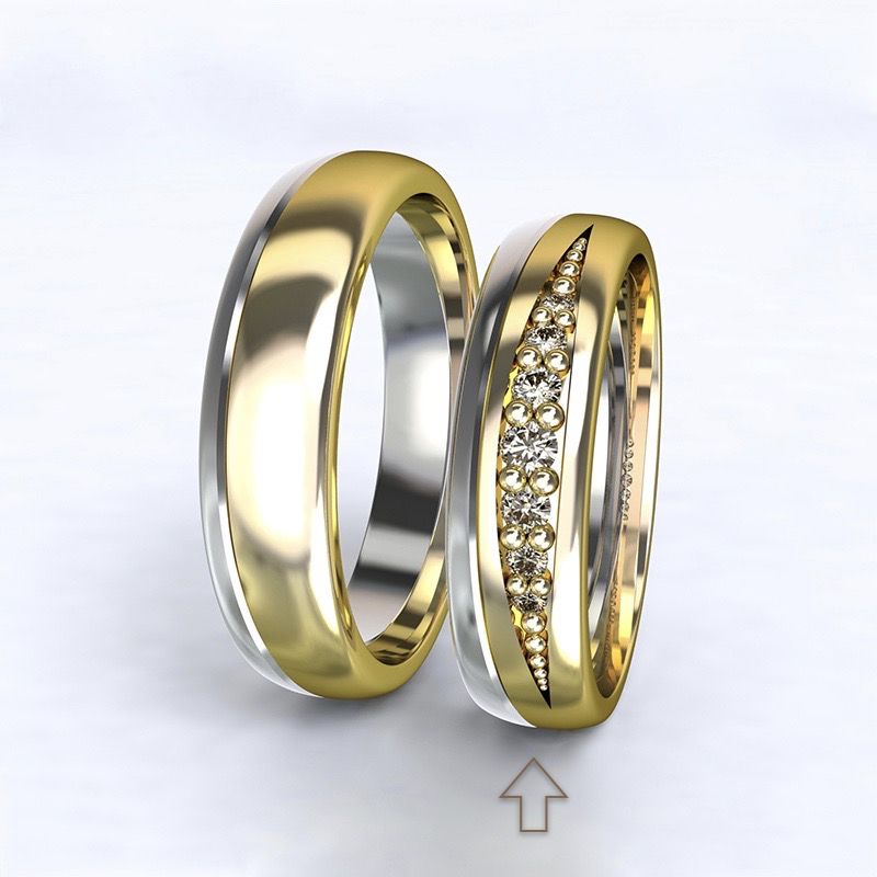 Dámský snubní prsten Versailles bílé/žluté zlato 14kt s diamanty - 50