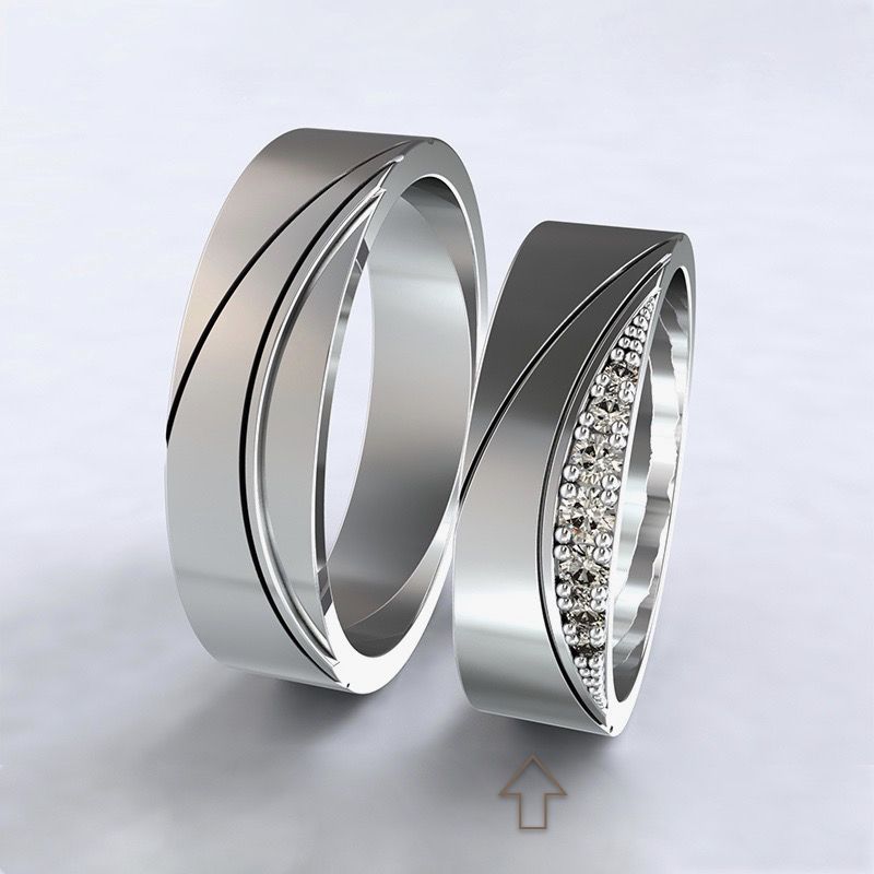 Dámský snubní prsten Moon Light bílé zlato 14kt s diamanty - 49
