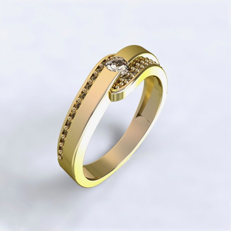 Prsten Erika - žluté zlato 14kt s diamanty