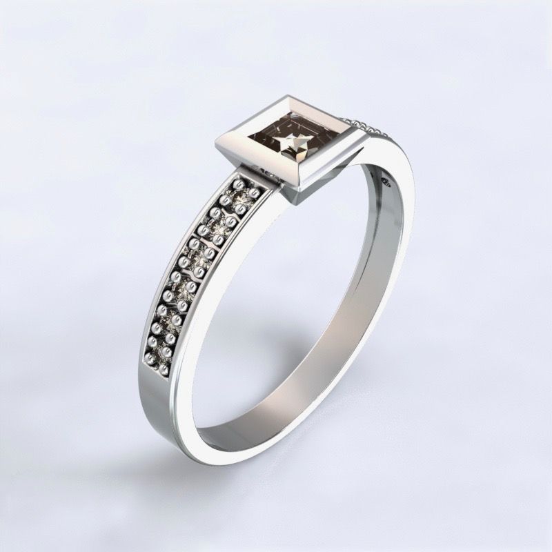 Zásnubní prsten Perama - bílé zlato 14kt s diamanty