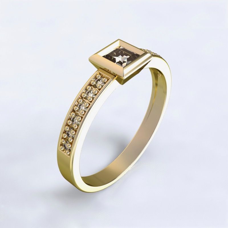 Zásnubní prsten Perama - žluté zlato 14kt s diamanty
