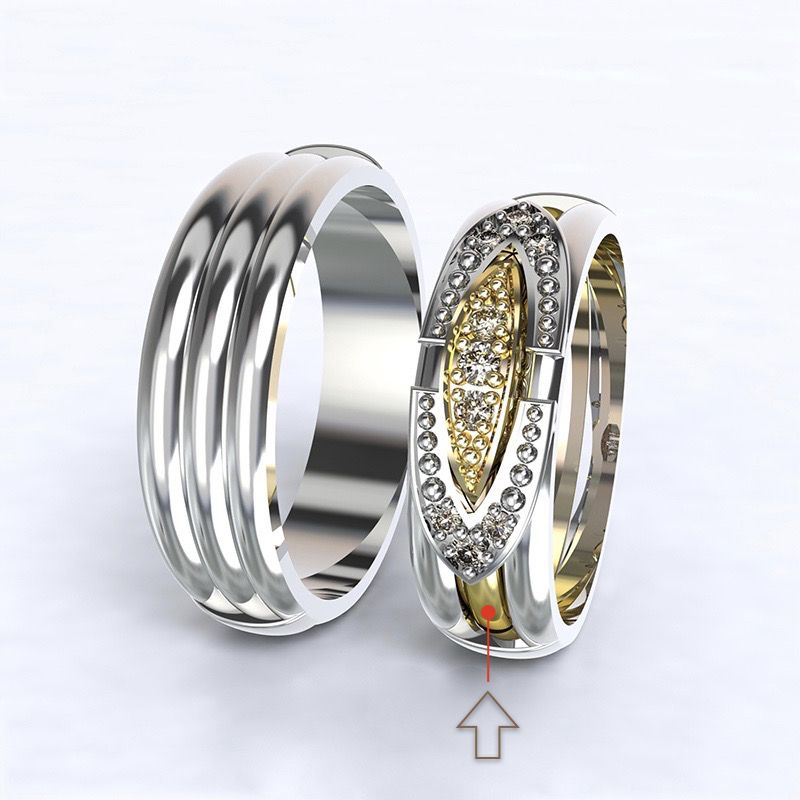 Zásnubní prsten Bonnie & Clyde žluté zlato 14kt s diamanty