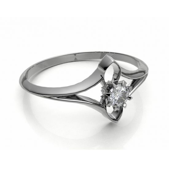 Zásnubní prsten Roma bílé zlato 14kt s diamantem