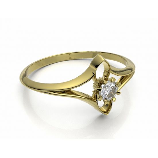 Zásnubní prsten Roma žluté zlato 14kt s diamantem - 57